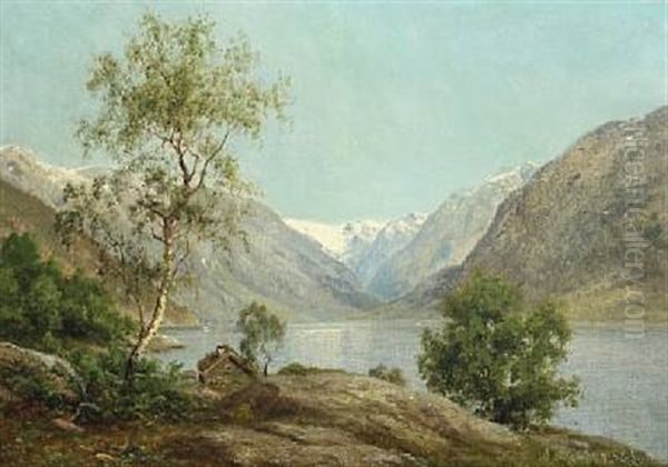 Wetlefjord I Sogn I Norge Oil Painting by Georg Emil Libert