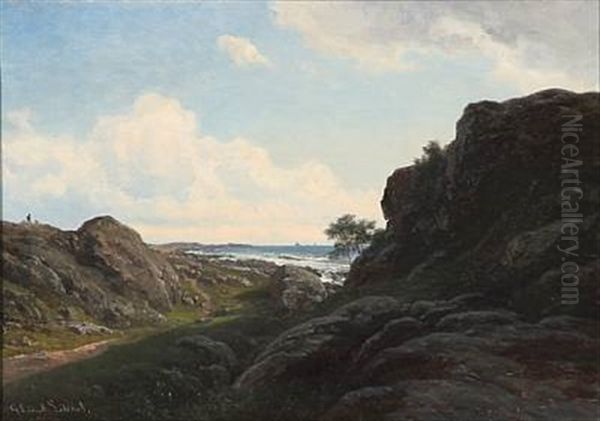 Summer Day With Rocks Near The Sea Oil Painting by Georg Emil Libert