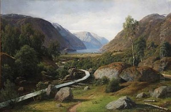 Sorfjorden Ved Odde I Hardanger Oil Painting by Georg Emil Libert