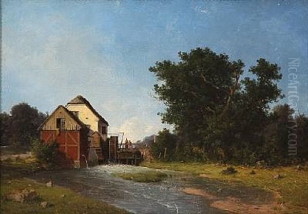 Silkeborg Watermill, Denmark Oil Painting by Georg Emil Libert