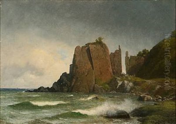 At Helligdomsklipperne Rocks On Bornholm Island, Denmark Oil Painting by Georg Emil Libert