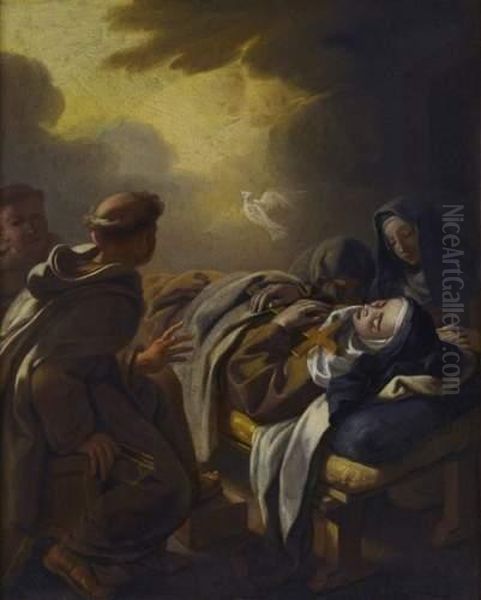 La Mort De Sainte Claire Oil Painting by Marco Benefial