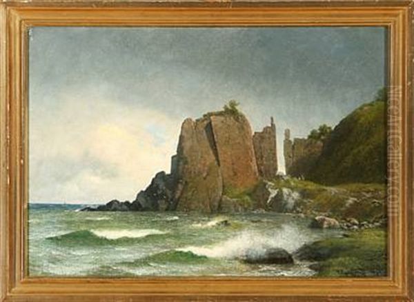 At Helligdomsklipperne Rocks At Bornholm Island, Denmark Oil Painting by Georg Emil Libert