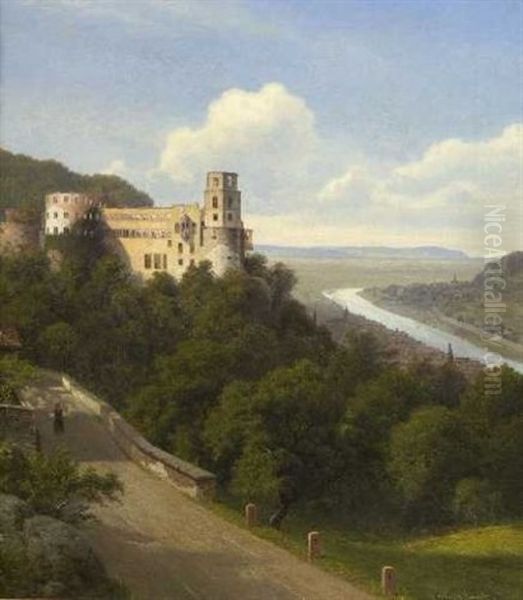 Blick Auf Das Heidelberger Schloss Oil Painting by Georg Emil Libert