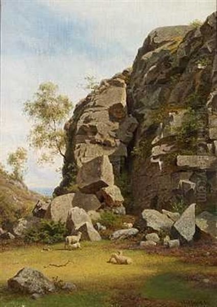 Fra Storedal Ved Allinge Paa Bornholm Oil Painting by Georg Emil Libert