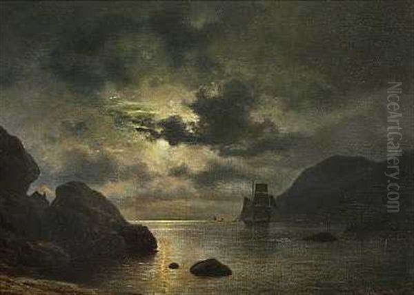 Manelys Over Havet Oil Painting by Georg Emil Libert