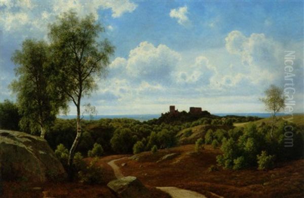 Ved Hammershus Paa Bornholm Oil Painting by Georg Emil Libert