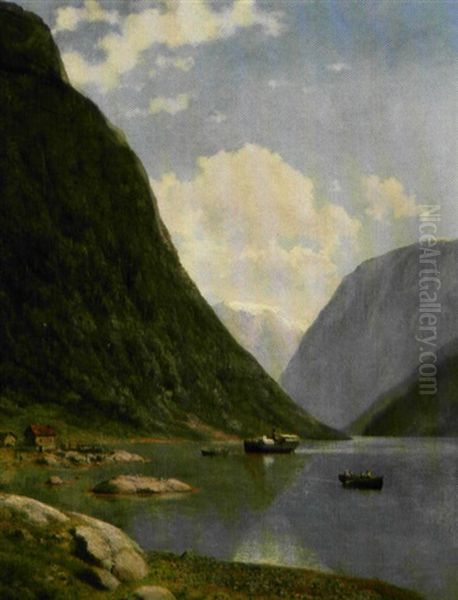 Parti Fra Gudvangen I Sogn, Norge Oil Painting by Georg Emil Libert