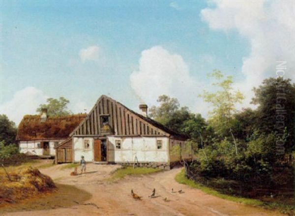 Sommerdag Foran En Bondegard Oil Painting by Georg Emil Libert