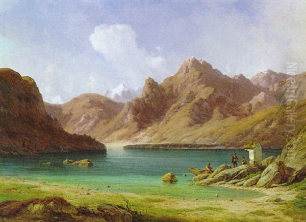 Andacht Am Gebirgssee Oil Painting by Georg Emil Libert