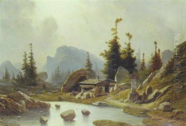 Sommerdag I Alperne Oil Painting by Georg Emil Libert