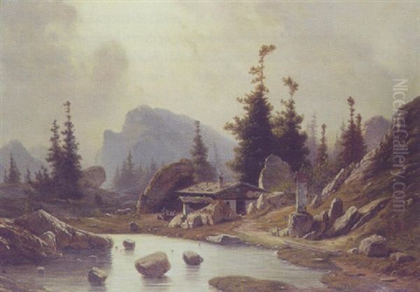 Sommerdag I Alperne Oil Painting by Georg Emil Libert