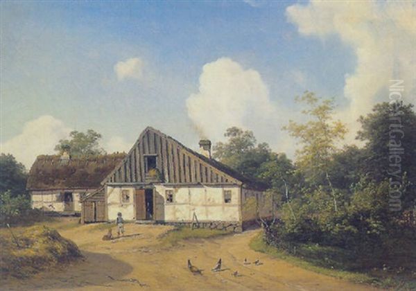 Sommerdag Foran En Bondegard Oil Painting by Georg Emil Libert