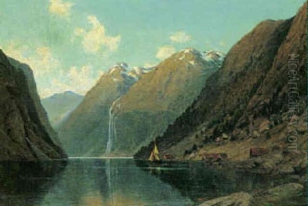 Fra En Norsk Fjord Oil Painting by Georg Emil Libert