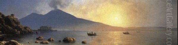 Bucht Von Neapel Mit Blick Auf Vesuv Oil Painting by Georg Emil Libert