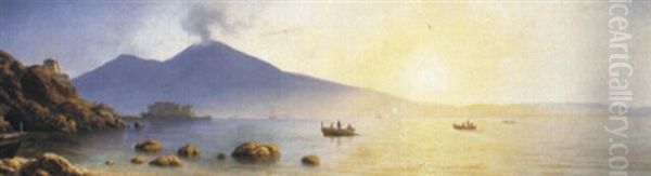 Blick In Die Bucht Von Neapel Im Fr_hmorgendlichen Licht Oil Painting by Georg Emil Libert