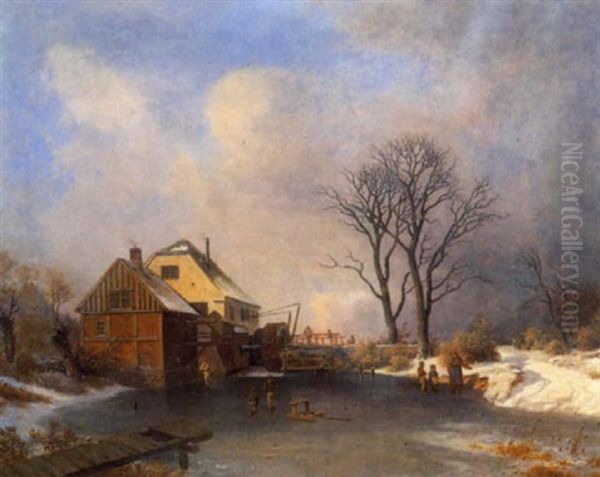 Winterlandschaft Mit Muhle by Georg Emil Libert