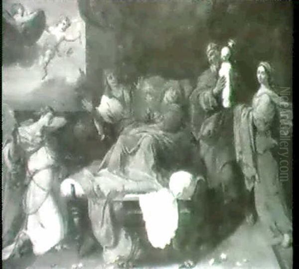 La Naissance De La Vierge Oil Painting by Louis Licherie De Beurie