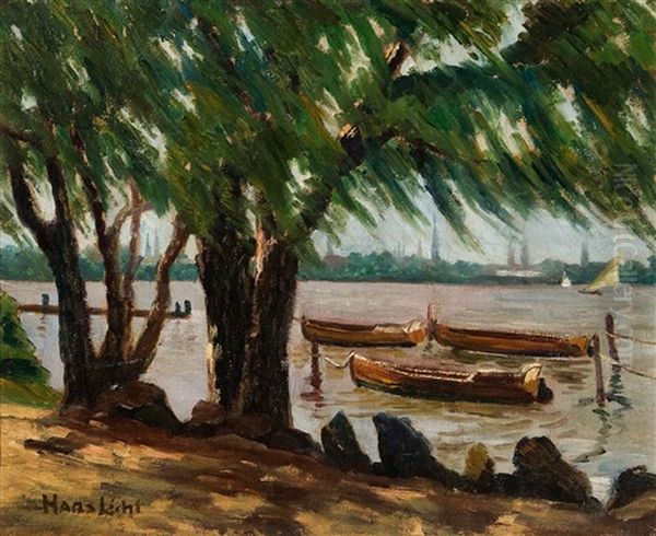 Blick Uber Die Ausenalster Auf Hamburg (schone Aussicht) Oil Painting by Hans Licht