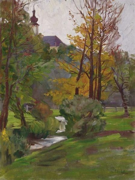 Bachlauf In Herbstlicher Parklandschaft Oil Painting by Hans Licht