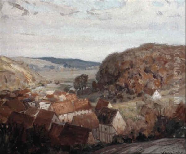 Blick Von Der Hohe Auf Ein Frankisches Dorf Oil Painting by Hans Licht