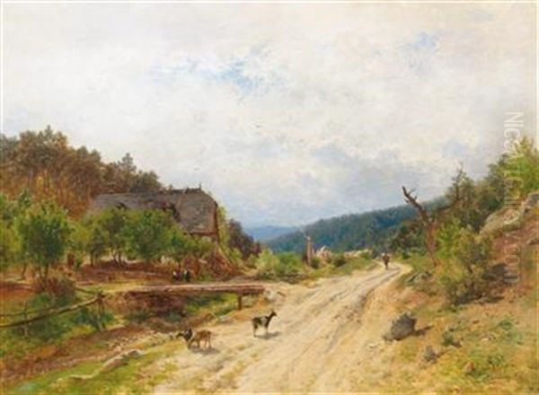 Motif Of Emmerberg (near Wiener Neustadt) Oil Painting by Eduard Peithner Ritter von Lichtenfels