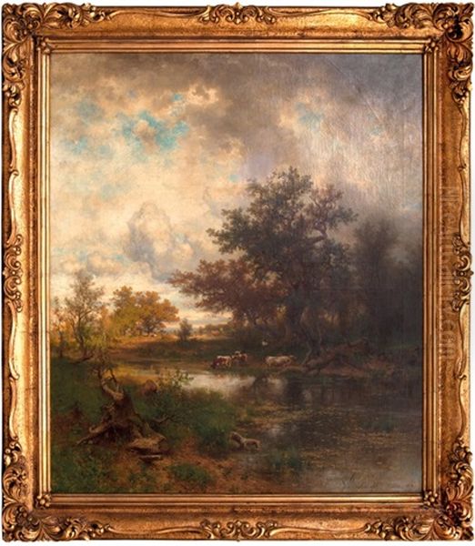 Modling Oil Painting by Eduard Peithner Ritter von Lichtenfels