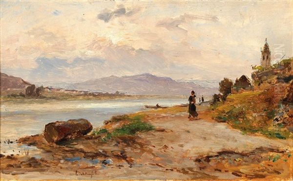 4 Landscapes Oil Painting by Eduard Peithner Ritter von Lichtenfels