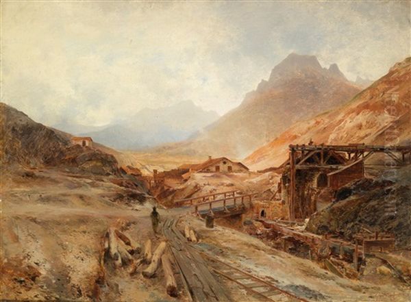 Mineral Mine Near Agordo Oil Painting by Eduard Peithner Ritter von Lichtenfels