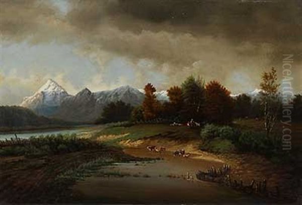 Herbsttag Uber Voralpenlandschaft Oil Painting by Wilhelm Lichtenheld