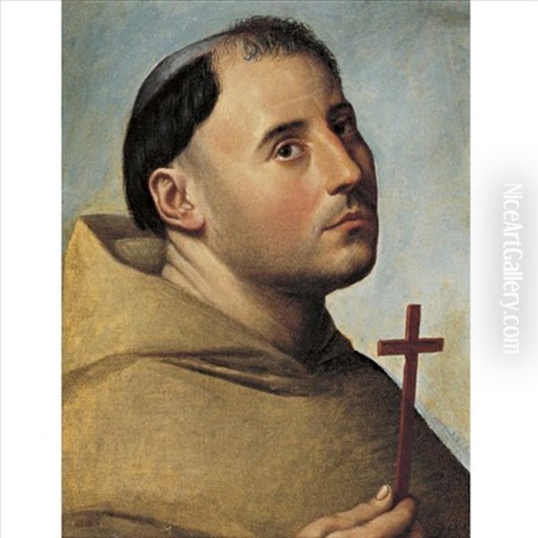 Portrait Of A Monk With A Cross Oil Painting by Bernardino Licinio