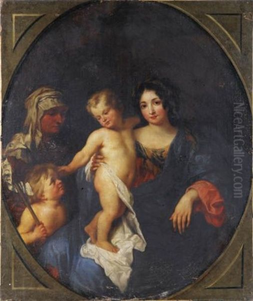 Vierge A L'enfant Avec Saint Jean-baptiste Oil Painting by Joachim Licquenet