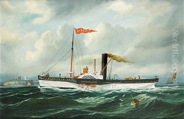 The Paddle Steamer "electric" Off Tynemouth Oil Painting by J(ohn) D(avison) Liddell