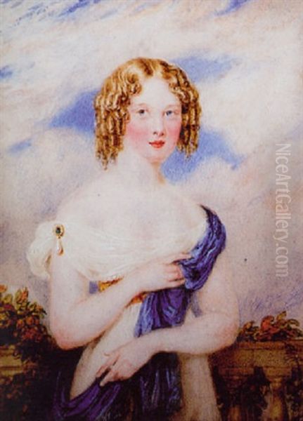 The Hon. Jane Elizabeth Liddell (later Viscountess Barrington), As A Young Lady Oil Painting by Thomas Hon. Liddell