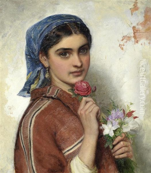 The Flower Seller Oil Painting by Charles Sillem Lidderdale