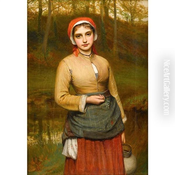 Young Woman In A Wooded Landscape Oil Painting by Charles Sillem Lidderdale