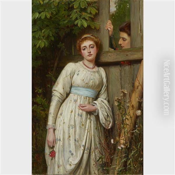 Lovers By A Fence Oil Painting by Charles Sillem Lidderdale