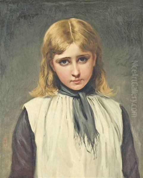 Portrait Of A Young Girl In A Pinafore Oil Painting by Charles Sillem Lidderdale