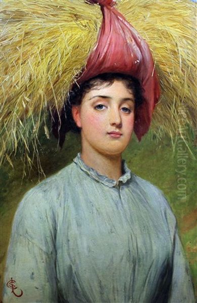 A Gleaner Oil Painting by Charles Sillem Lidderdale