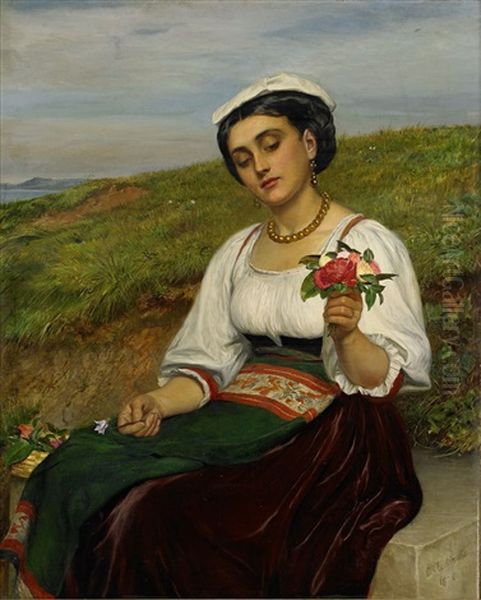 Ung Kvinna Med Blommor Oil Painting by Charles Sillem Lidderdale