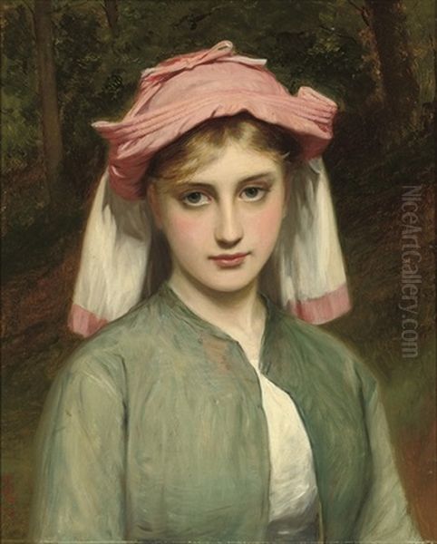 Portrait Of A Young Girl In A Forest Oil Painting by Charles Sillem Lidderdale