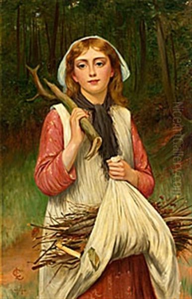 Vedsamlande Flicka Oil Painting by Charles Sillem Lidderdale