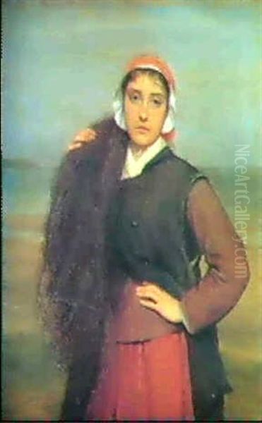 A Fishergirl Oil Painting by Charles Sillem Lidderdale