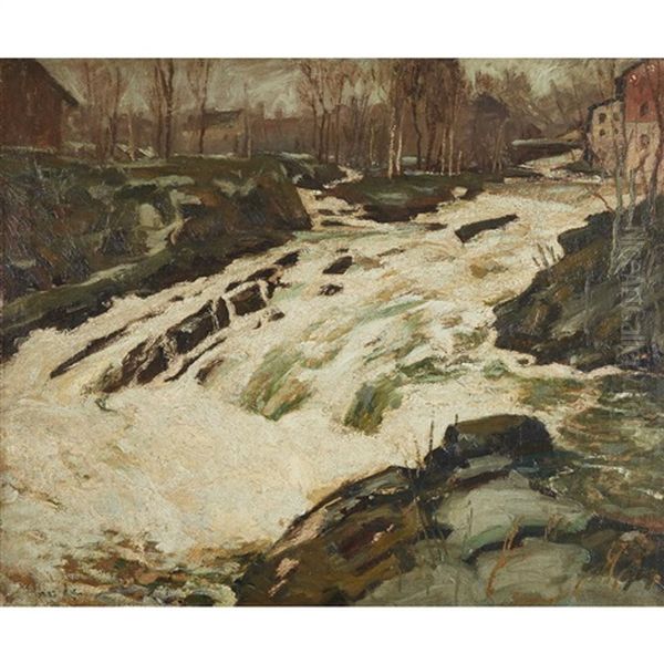 Rapids Oil Painting by Jonas Lie