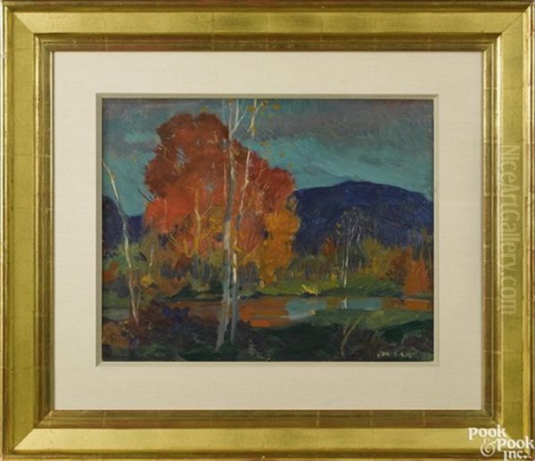 Autumn Landscape Oil Painting by Jonas Lie