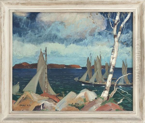 A Birch Along The Coast Oil Painting by Jonas Lie