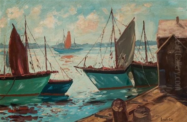 Port Jefferson Harbor Oil Painting by Jonas Lie