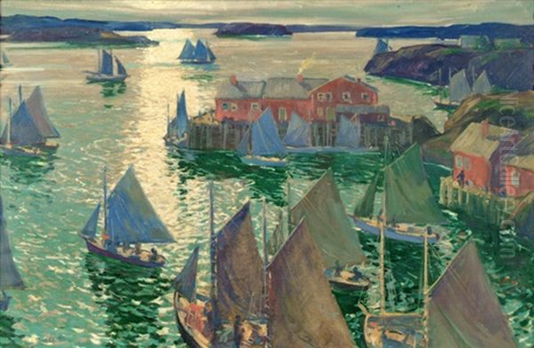 In The Path Of The Sun Oil Painting by Jonas Lie