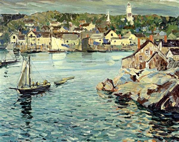 The Inner Harbor, Gloucester Oil Painting by Jonas Lie