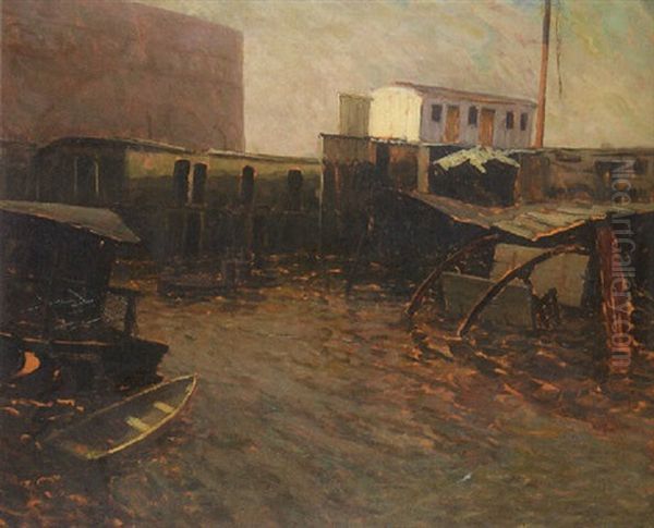 Time And Tide, Gloucester Harbor Oil Painting by Jonas Lie